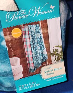 Pwf201324022007 The Pioneer Woman Evie Floral Velvet Plush Throw Blanket Reversible 50x72in