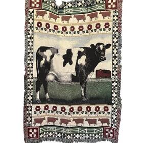 The Rug Barn 742075003578 Blanket Tapestry 46 Inch X67 Farmhouse Cow Vintage 1993 Throw