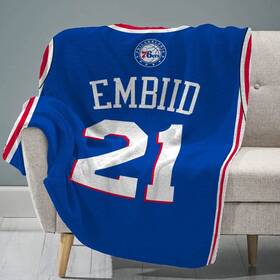 T8-nbp-76r-jem The Sleep Squad Philadelphia 76ers Joel Embiid 60 X 80 Rachel Plush Blanket A Nba