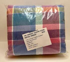 22754pld The Vermont Country Store Cotton Flannel Blanket King Danbury Plaid Pink Blue