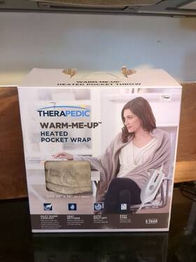 Therapedic 038533836216 Warm-me-up Heated Pocket Wrap 26 Inch X 74 4 Heat Settings Taupe Pockets