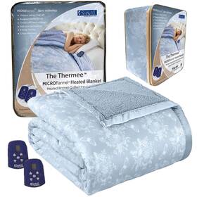 Thermee 718498953929 Micro Flannel Heated Blanket With Sherpa Back 10-setting Electric K Inch