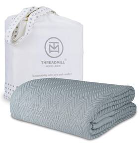 Thm-blnkt-drb16-egrey-t Threadmill Luxury Cotton Blankets For Twin Size Bed All-season 100% Blanke