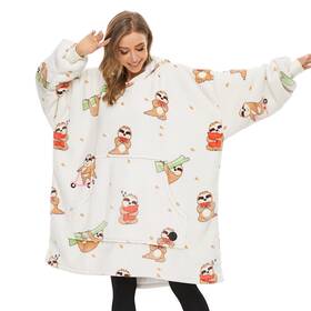 Three Poodle 974582010358 Oversized Sherpa Hoodie Blanket For Women Cozy Sloth Design Gifts