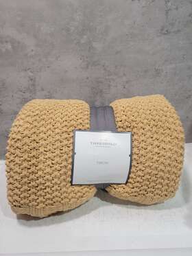 067100890 Threshold Solid Chenille Knit Throw Blanket Gold Color 50 Inch 60 Living Room Decor