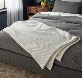 Threshold 085239583722 King Matess Bed Blanket Off- White Super Soft - New