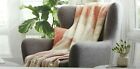 Threshold 100% Cotton Coral Tan Cream Striped Woven Throw Blanket 50inch X 60inch New