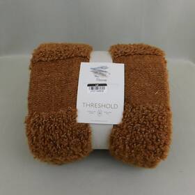 C721 Threshold 198101206121 60x50 Cozy Bubble-knit Stripes Wool Knitted Throw Blanket Tan #c721