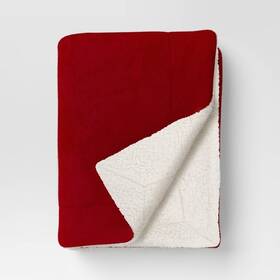 C885 Threshold 198101696977 Plush Throw Blanket With Faux Shearling Reverse Red-white #c885
