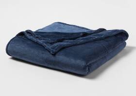 8731 Threshold 490620207734 Full/queen Microplush Throw/bed Blanket 92 Inch X 90 Metallic Blue #8731