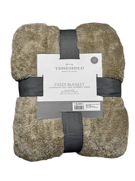 Threshold 490622601073 Oversized Blanket Khaki Fleece Soft Sherpa Fuzzy Thick King Sz Target