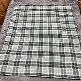 Threshold 490671010659 Threshhold Sherpa Plush Throw Blanket Gray White Checker Plaid 58x50 Inch