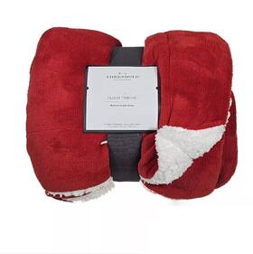 Threshold 490671024328 Blanket Plush Reversible Sherpa Throw 50 Inch X60 Red/white New