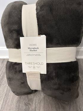 50928605 Threshold Full/queen Microplush Bed Blanket Hot Coffee Machine Wash 90 X 92 Nwt