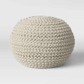 54529440 Threshold Cloverly Chunky Knit Pouf Cream -