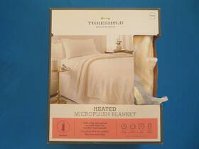 Threshold 657812173486 Heated Microplush Twin Blanket. Cream/ivory/off-white. New Unusediop