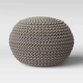77439684 Threshold Cloverly Chunky Knit Pouf Gray -