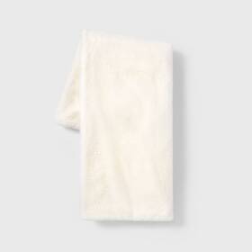 78137738 Threshold 50 Inch X60 Faux Rabbit Fur Throw Blanket Cream -