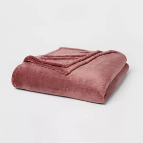 78421111 Threshold Full/queen Microplush Bed Blanket Berry - Cozy Polyester No