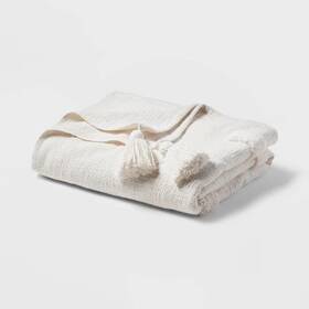 85237632 Threshold 60 Inch X80 Global Tufted Throw Blanket With Tassels Ivory -