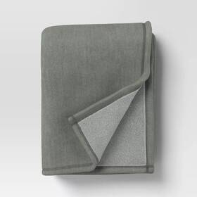 87993594 Threshold Chenille Throw Blanket With Faux Shearling Reverse - Green