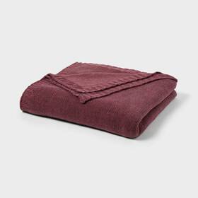 89999690 Threshold Full/queen Knit Blanket Maroon -