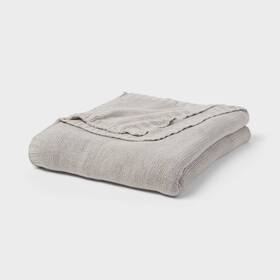 90182652 Threshold Twin/twin Extra Long Sweater Knit Bed Blanket Gray -