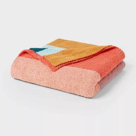 91551324 Threshold King Cozy Chenille Bed Blanket Bold Striped -