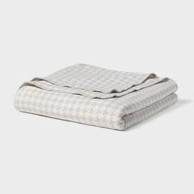 Threshold 92585185 Twin/twin Xl Brushed Cotton Blanket Gray Houndstooth -