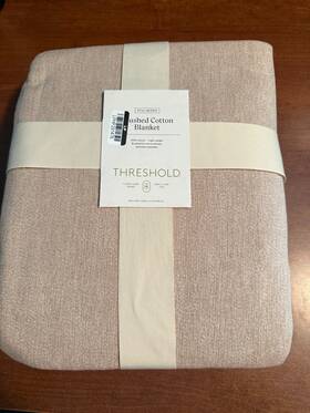 92585193 Threshold Full/queen Brushed Cotton Blanket Solid Khaki -