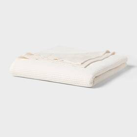 92610165 Threshold Twin/twin Xl Tencel Lyocell Waffle Bed Blanket Ivory -