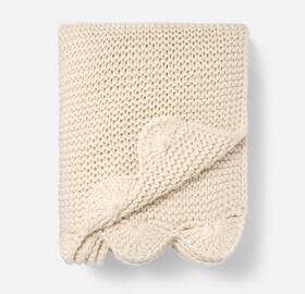90516816 Threshold Designed W/studio Mcgee Knit Scalloped Edge Throw Blanket Cream - With New