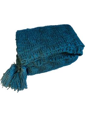 Rn17730 Threshold Acrylic Tasseled Chunky Knit Throw Blue 58 Inch X 64