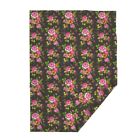 4510717 Throw Blanket Vintage Floral Pink Roses Autumn Fall Spring Summer 48 X 70in