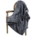 Thsolid001ng Ultra Velvet Throws Plush Super Soft Decorative Stripe 648260744267