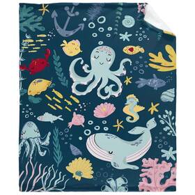 Thuswarm 801485764646 Cute Sea Creatures Flannel Blanket Warm And Cozy 50 Inch X40 For Kids