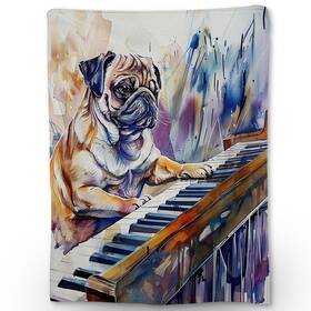 Ha0540517pug5601 Ti Caldi Watercolor Pug Blanket Soft Lightweight Cozy Playful Dog Flannel