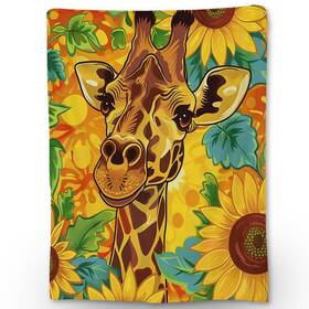 Ha0540531giraffe5633 Ti Caldi Giraffe And Sunflower Blanket Soft Flannel Animal Throw For Couch Bed