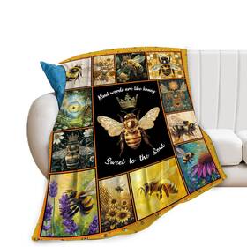 Tijuboni 039102998605 Bee Blanket Ultra Soft Cozy Queen Throw Fleece Fuzzy Plush Decor Gift 50x40