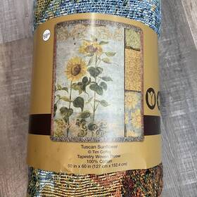 Tim Coffey 725734808783 Tuscan Sunflower Woven Tapestry Throw Blanket 50 Inch X60 100% Cotton