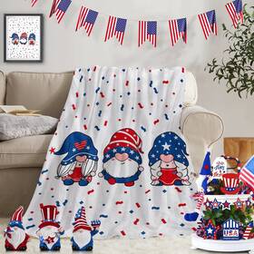 Tij-blanketpa-2 Tiosggd Patriotic Gnomes Blanket Independent Day Gifts 4th Of July Decoration Labor