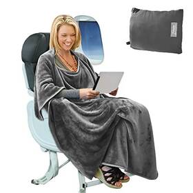 Tirrinia 711531925655 Travel Blanket Airplane Office Poncho 4 In 1 Premium Cozy Fleece Portable Pon