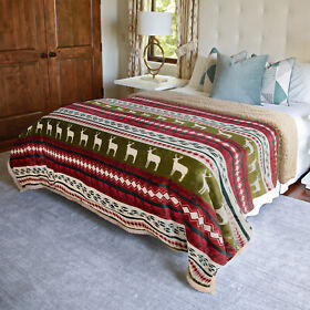 1trbf399xmas-sf Tirrinia Faux Fur Throw Blanket Plush Soft Warm Sherpa For Bed Couch Sofa Home
