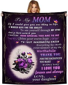 To Mom From Daughter Blanket Soft Personalized Flannel Throw