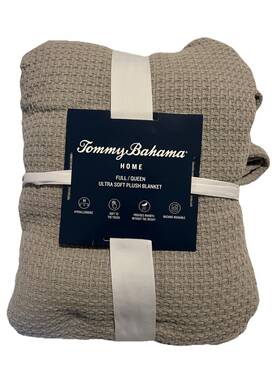 Tommy Bahama 883893762213 Home Ultra Soft Plush Blanket Full/queen Hypoallergenic Nwt Gray