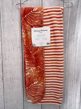 Tommy Bahama 883893934511 Throw Blanket 50x70 Orange Hot Tropics Floral Stripe Reverse Plush