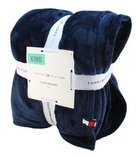 Tommy Hilfiger 199165024263 New King Size Dark Blue Logo Th Badge Classic Micromink Blanket