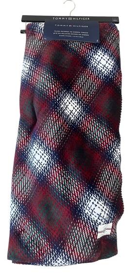 Rn-30221 Tommy Hilfiger Plush Sherpa Throw Blanket Plaid Multicolor 50 Inch X 70 Nwt