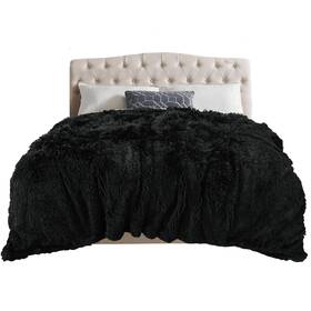 Toonow 972664750352 Extra Soft Fuzzy Faux Fur Blanket Queen Size 78x90 Reversible Light