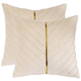 Tosleo G10 Cream Velvet Throw Pillow Covers 18 X Pack Of 2 With Gold Leather C